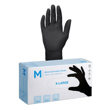 Nitrile Powder Free Examination Gloves 4.0g, 240mm Cuff, x 1000's - Extra Large (Black)