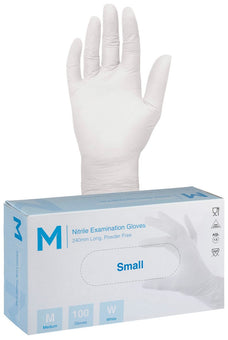 Premium Nitrile Powder Free Examination Gloves 4.0g x 1000's - Small (White)