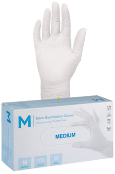 Premium Nitrile Powder Free Examination Gloves 4.0g x 1000's - Medium (White)