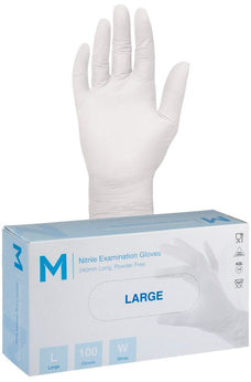 Premium Nitrile Powder Free Examination Gloves 4.0g x 1000's - Large (White)