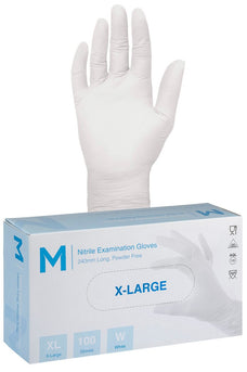 Premium Nitrile Powder Free Examination Gloves 4.0g x 1000's - Extra Large (White)
