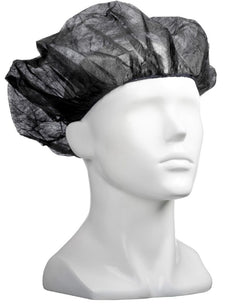 Black Polypropylene 12gsm Bouffant Hats 610mm x 600 pieces pack (For Larger Hair Styles)