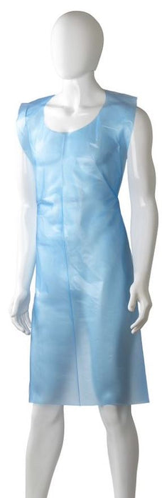 Disposable Polyethylene Back Tie Apron, 800mm x 1250mm x 20mu x 600 pieces - Blue