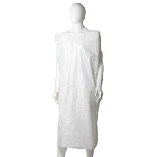 Disposable Polyethylene Sleeveless Apron, 700mm x 1300mm x 30mu x 350 pieces - White (Regular Size)