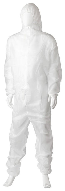 Disposable Polypropylene Coverall, Extra Large (XL) Size x 18 pieces - White (Basic Coverall)