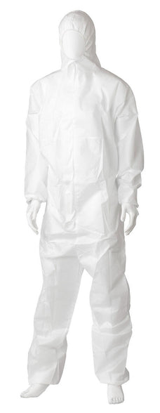 Disposable SMS Type 5 & Type 6 Coverall, Large (L) Size x 12 pieces - White (Breathable Coverall)