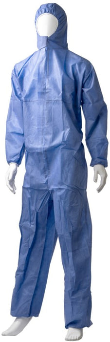 SMS Breathable Coverall Type 5 and Type 6, Small (S) Size, 50gsm x 12 pieces - Blue