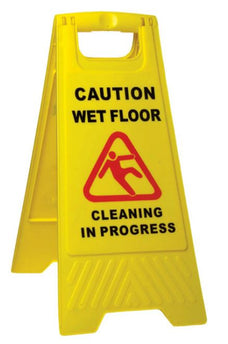 WET FLOOR Safety Sign, Yellow, 290mm x 600mm