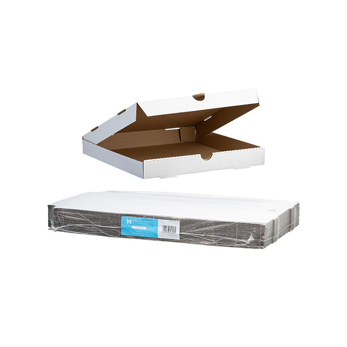 White Cardboard Pizza Box, 12" Inch, 304mm x 304mm x 40mm x Pack of 50