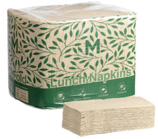 2 Ply 1/4 Fold Quilted Lunch Napkins 300mm x 300mm - 12 Packs x 100 Sheets (1200 Napkins) - Brown