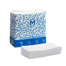 2 Ply 1/6 Fold Quilted Dinner Napkins 300mm x 400mm - 8 Packs x 100 Sheets (800 Napkins) - White