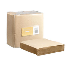 2 Ply 1/4 Fold Quilted Dinner Napkins 400mm x 400mm - 8 Packs x 100 Sheets (800 Napkins) - Brown