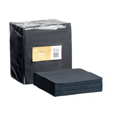 2 Ply 1/4 Fold Quilted Dinner Napkins 400mm x 400mm - 8 Packs x 100 Sheets (800 Napkins) - Black