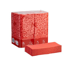 2 Ply 1/8 Fold Quilted Dinner Napkins 400mm x 400mm - 8 Packs x 100 Sheets (800 Napkins) - Red