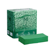 2 Ply 1/8 Fold Quilted Dinner Napkins 400mm x 400mm - 8 Packs x 100 Sheets (800 Napkins) - Green