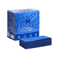 2 Ply 1/8 Fold Quilted Dinner Napkins 400mm x 400mm - 8 Packs x 100 Sheets (800 Napkins) - Blue