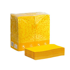 2 Ply 1/8 Fold Quilted Dinner Napkins 400mm x 400mm - 8 Packs x 100 Sheets (800 Napkins) - Yellow