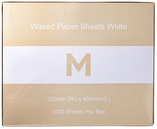 Waxed Paper Sheets, White, 330mm x 400mm, 40gsm, 1000 Sheets