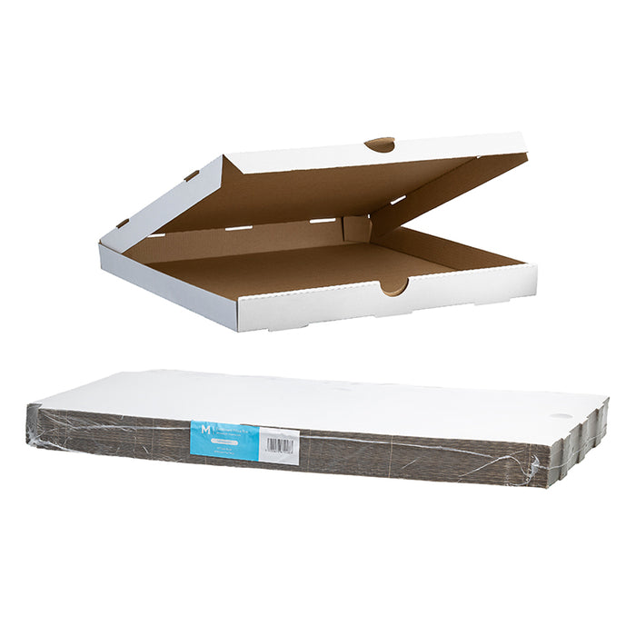 White Cardboard Pizza Box, 16" Inch, 406mm x 406mm x 40mm x Pack of 50