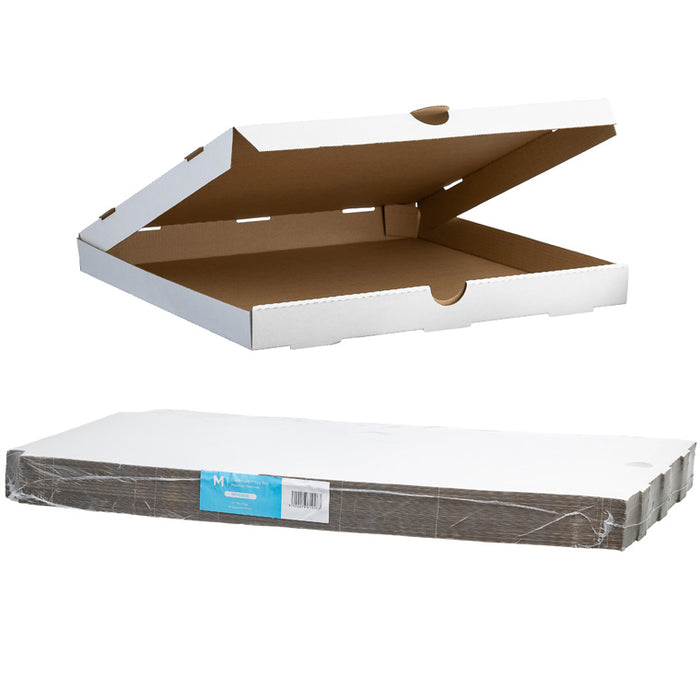 White Cardboard Pizza Box, 18" Inch, 456mm x 456mm x 40mm x Pack of 50