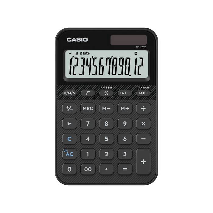 Casio MS-20YC-BK Desktop Calculator – 12 Digit – Black