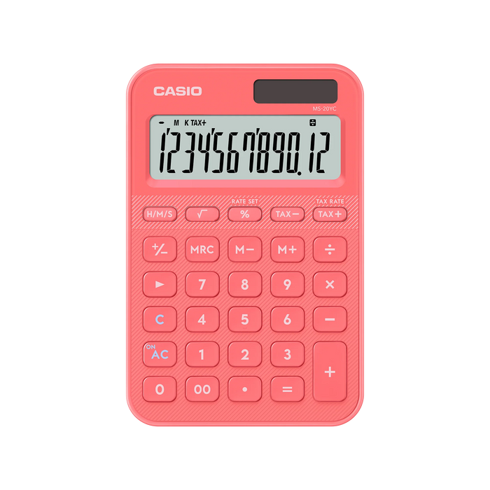 Casio MS-20YC-CL Desktop Calculator – 12 Digit – Coral Pink