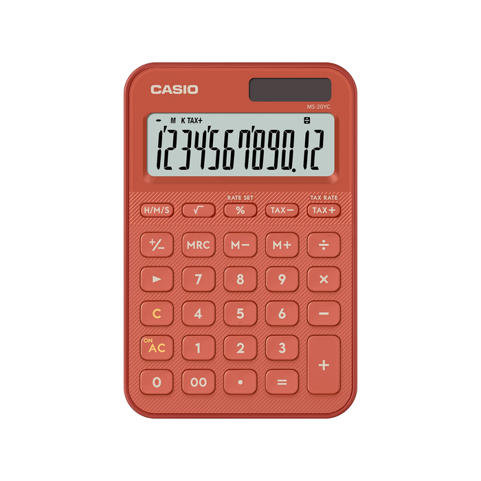 Casio MS-20YC-RD Desktop Calculator – 12 Digit – Brick Red