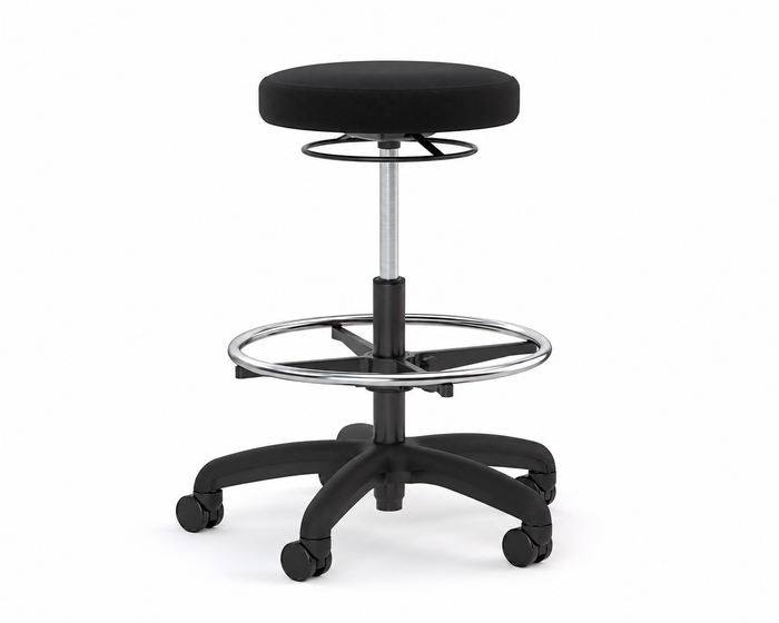 Knight's Stool Express, Black Fabric Seat with Draughting Footring