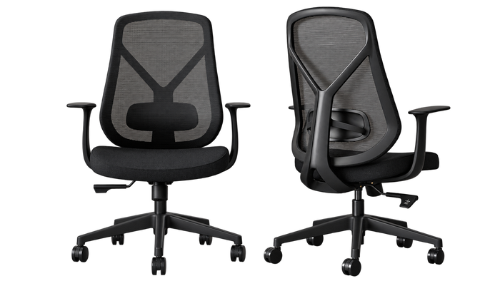 Knight's Ferlo Mesh Ergonomic Chair, Nylon Base (Removable Armrest)