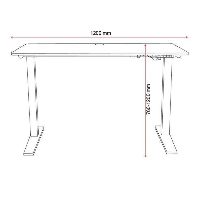 Mondo Lypta Height Adjustable Desk, 1200mm x 600mm, Black Frame, Black Top