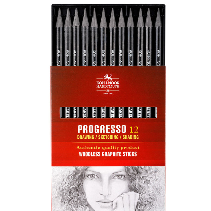 Koh-I-Noor Progresso Woodless Graphite Pencils 6B Pack of 12 (8911)