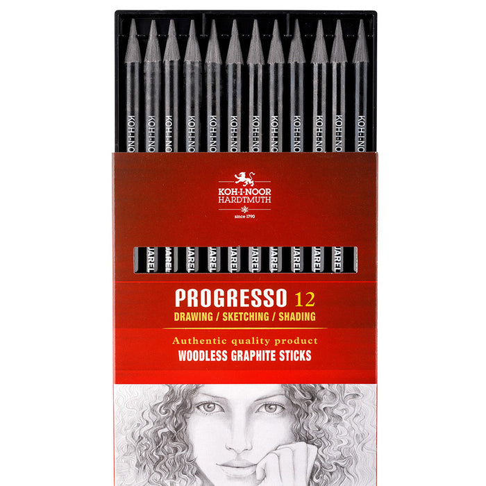 Koh-I-Noor Progresso Woodless Watercolour Pencils 4B Pack of 12 (8912)