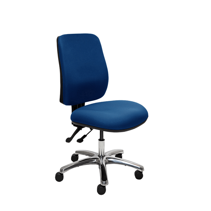 Buro Roma 2 Lever High Back Ergonomic Office Chair, Aluminium Base, Assembled, Blue