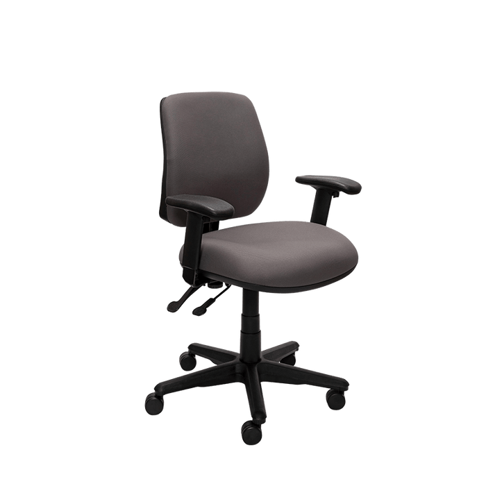 Buro Roma 2 Lever Mid Back Ergonomic Office Chair with Armrest, Nylon Base, Charcoal Fabric, Assembled