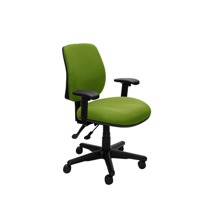 Buro Roma 2 Lever Mid Back Ergonomic Office Chair with Armrest, Nylon Base, Green Fabric, Assembled