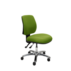 Buro Roma 2 Lever Mid Back Office Chair, Polished Aluminium Base, Green Fabric, Assembled