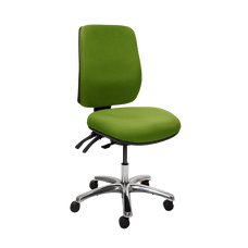 Buro Roma 3 Lever High Back Ergonomic Office Chair, Polished Aluminium Base, Assembled, Green