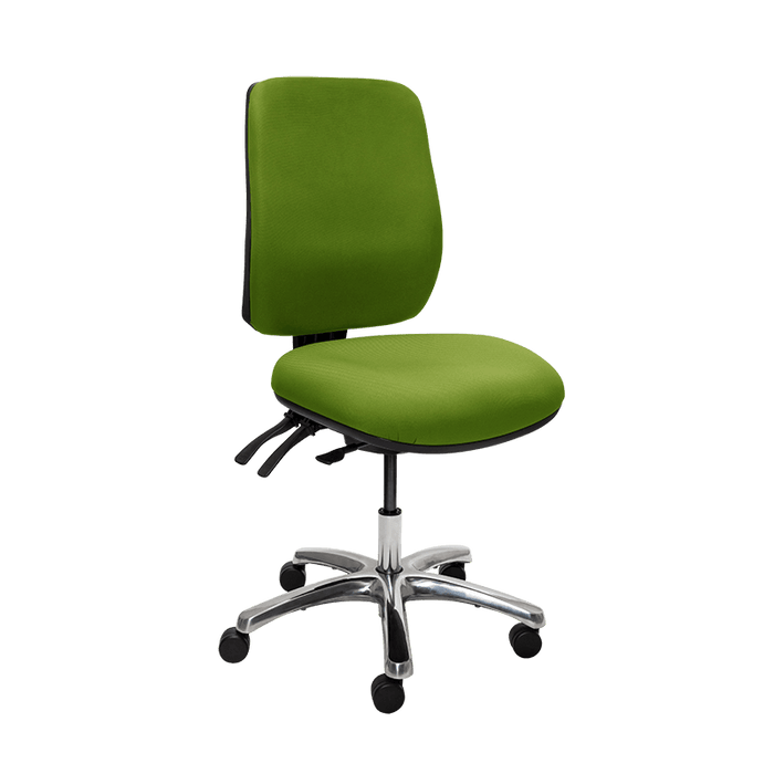 Buro Roma 3 Lever High Back Ergonomic Office Chair, Polished Aluminium Base, Green