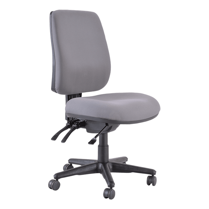 Buro Roma 3 Lever High Back Ergonomic Office Chair, With Seat Slide, Black Nylon Base, Charcoal, Assembled