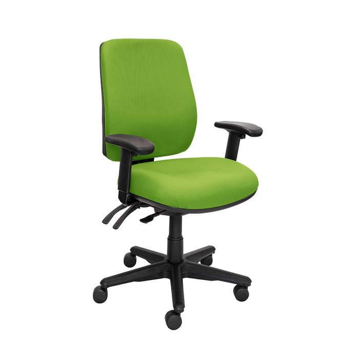 Buro Roma 3 Lever High Back Ergonomic Office Chair With Armrest, Polished Aluminium Base, Assembled, Green