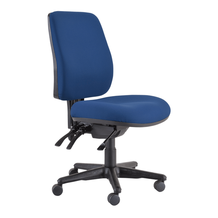 Buro Roma 3 Lever High Back Ergonomic Office Chair, With Seat Slide, Black Nylon Base, Blue, Assembled