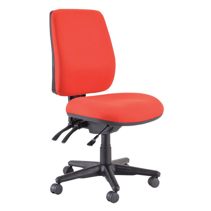 Buro Roma 3 Lever High Back Ergonomic Office Chair, With Seat Slide, Black Nylon Base, Red