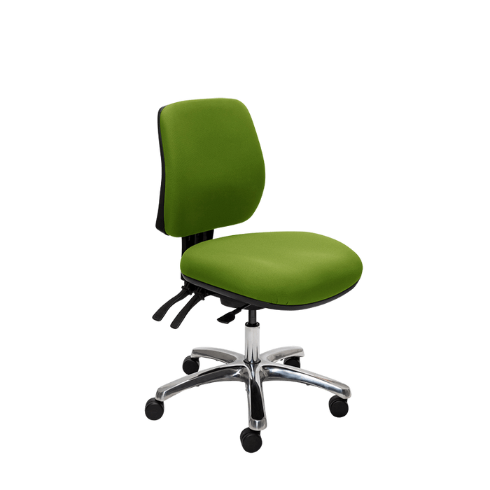 Buro Roma 3 Lever Mid Back Office Chair, Polished Aluminium Base, Green Fabric, Assembled