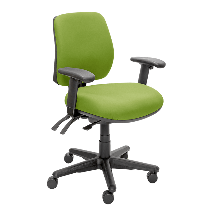 Buro Roma 3 Lever Mid Back Office Chair with Arm Rest, Green Fabric, Nylon Base