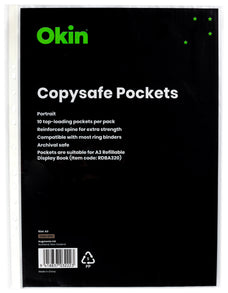 Okin A3 Portrait Copysafe Clear Pockets 10's Pack