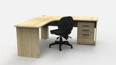 Knight's 1800mm x 1800mm x 600mm Cubit Slab Workstation, Cubit 2 Drawer Mobile, Promo Express 3 Lever Midback Chair Bundle