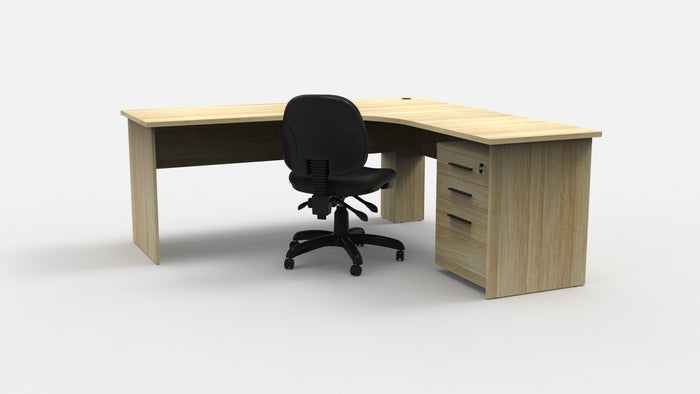 Knight's 1800mm x 1800mm x 600mm Cubit Slab Workstation, Cubit 2 Drawer Mobile, Promo Express 3 Lever Midback Chair Bundle