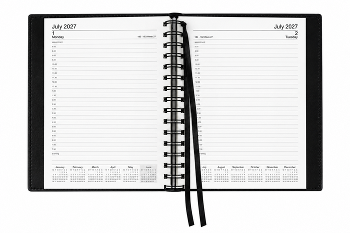 2027 Unbranded Wiro A4 Day To Page Diary Black
