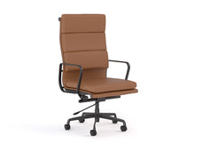 Knight's Vogue Genuine Tan Coloured Leather Main Front Panel, Highback Chair With Armrest, Unassembled