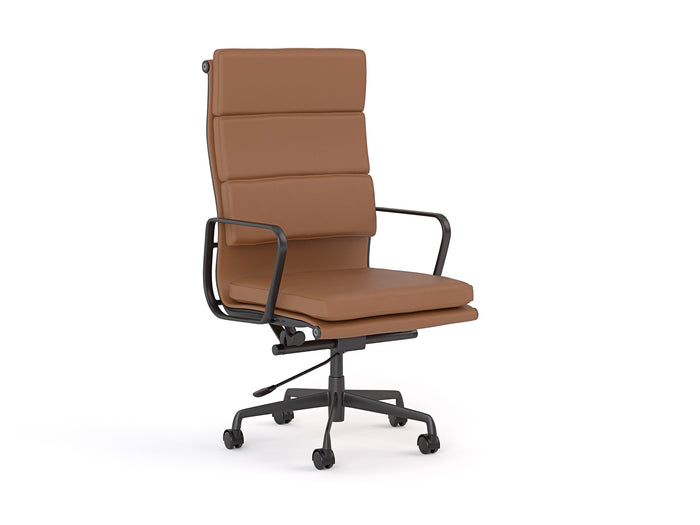 Knight's Vogue Genuine Tan Coloured Leather Main Front Panel, Highback Chair With Armrest, Assembled